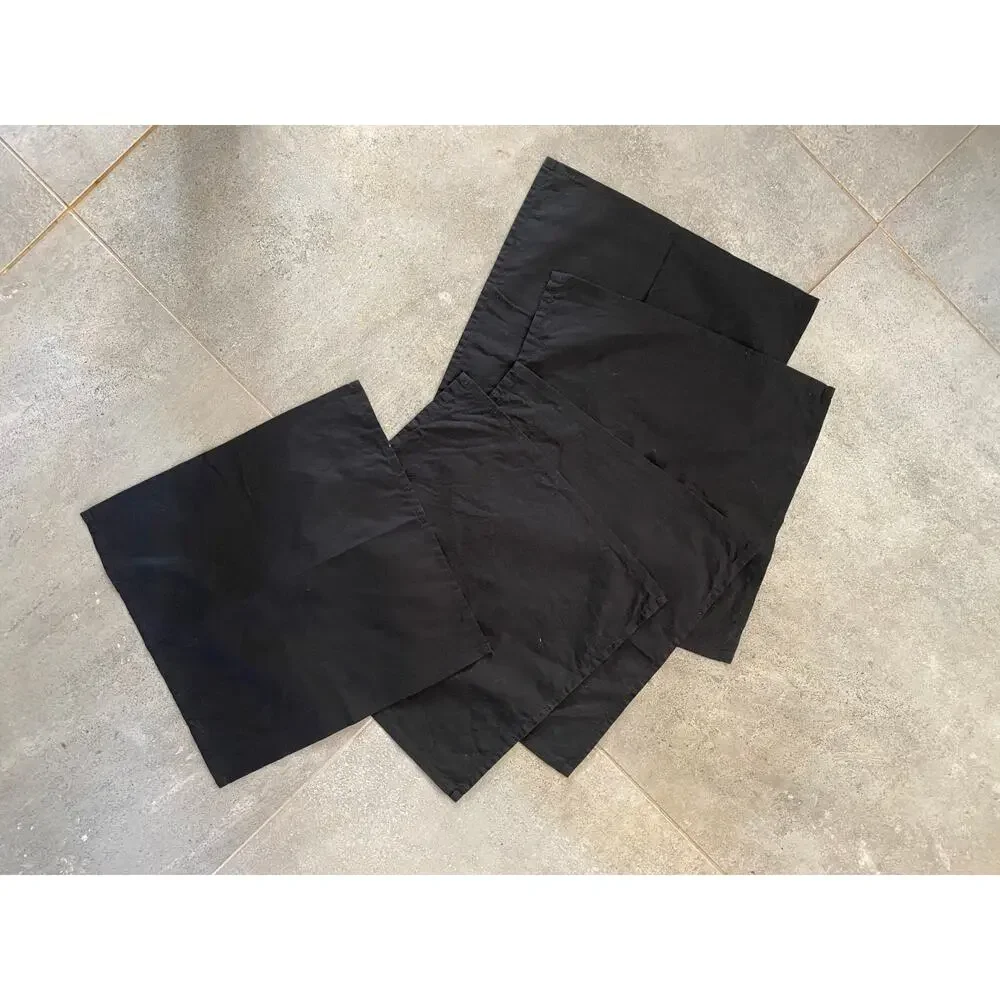 Set of 5 Jet Black Cloth Napkins 13” Square CLEAN‎